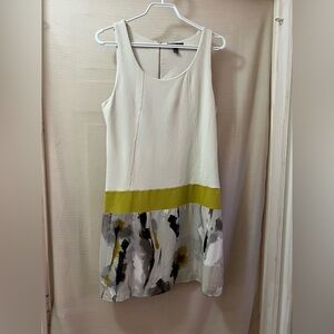🔴 Mango Cream and Olive Mini Dress Colourblock Sleeveless Size Large